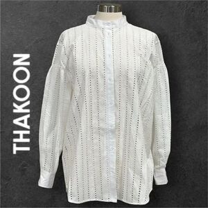 THAKOON Women’s Eyelet Embroidered Cotton Button Down Shirt in the Size Medium
